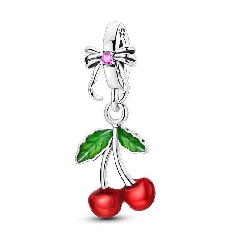 copper Strawberry Cherry Apple Avocado Fruit Charm Bead Charms Pendants Compatible With Do It Yourself Authentic BraceletS Birthday Jewellery