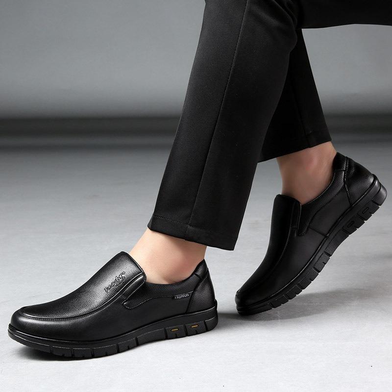Men's shoes spring and autumn new leather shoes men's leather medium men's business and leisure middle-aged dad leather shoes