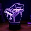 Piano 3D Lamp Seven Color Touch LED Creative Night Light, Black