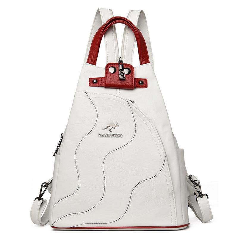 Autumn and Winter Fashion New Breast Bag Women's Backpack Vertical Splicing Women's Bag Casual Soft Leather Student Backpack