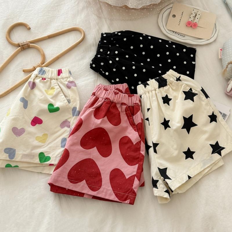 Summer Girls Shorts Baby Cute Heart Print Short Pants Cute Sweet Kids Girls Cotton Shorts Children Casual Pants