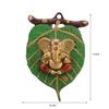 Metal Golden Lord Ganesha In Red Dhoti On Green Leaf Ganesha Wall Hanging | Decorative Showpiece for Wall Decor