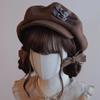 New Original Handmade Cloud Hat Beret Autumn and Winter Warm Brown Newsboy Hat Korean Version Japanese Style Versatile and Small Face