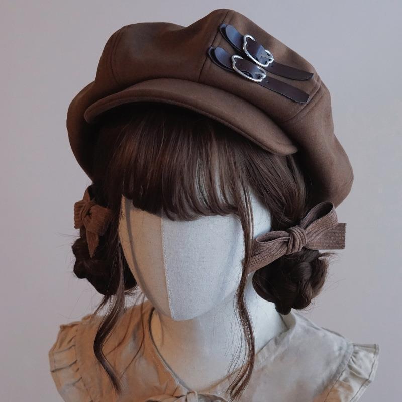 New Original Handmade Cloud Hat Beret Autumn and Winter Warm Brown Newsboy Hat Korean Version Japanese Style Versatile and Small Face