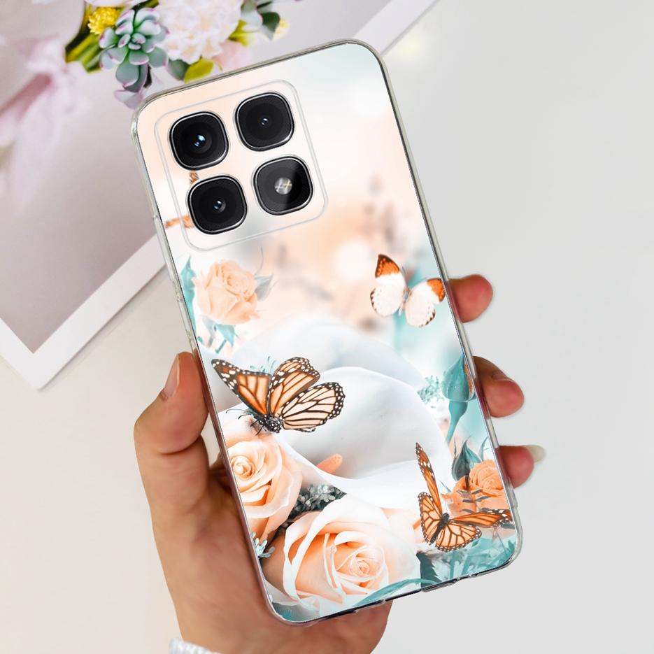 For Xiaomi 14T Pro Case Stylish Flowers Painted Cover 6.67'' Clear Silicone Phone Case For Xiaomi Mi 14T 14TPro Mi14T Soft Shell