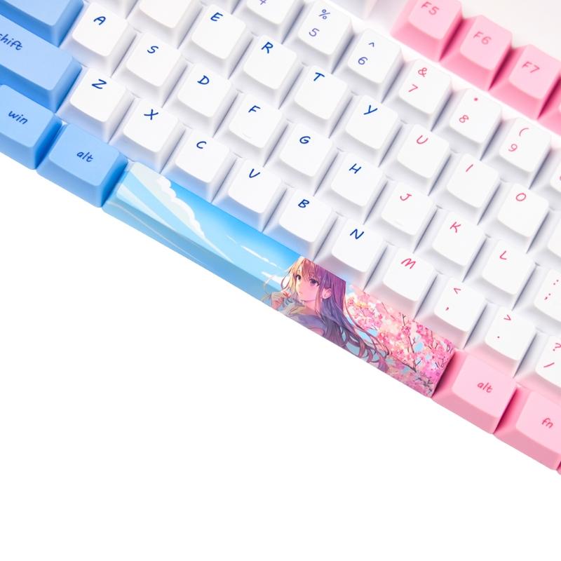 118 teclas/conjunto OEM Perfil Azul Girlish Keycap para teclado mecânico PBT Sublimação de tinta para chave Melhor presente para