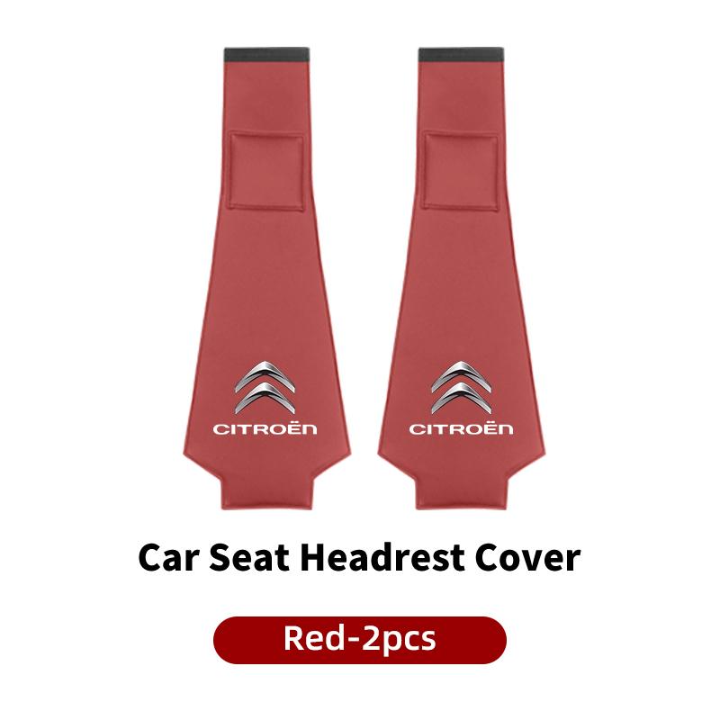 2Pcs Car Styling Neck Pillowcase Leather Headrest Storage Cover For Citroen C4 C3 C5 C1 C2 Berlingo Celysee Cactus Picasso