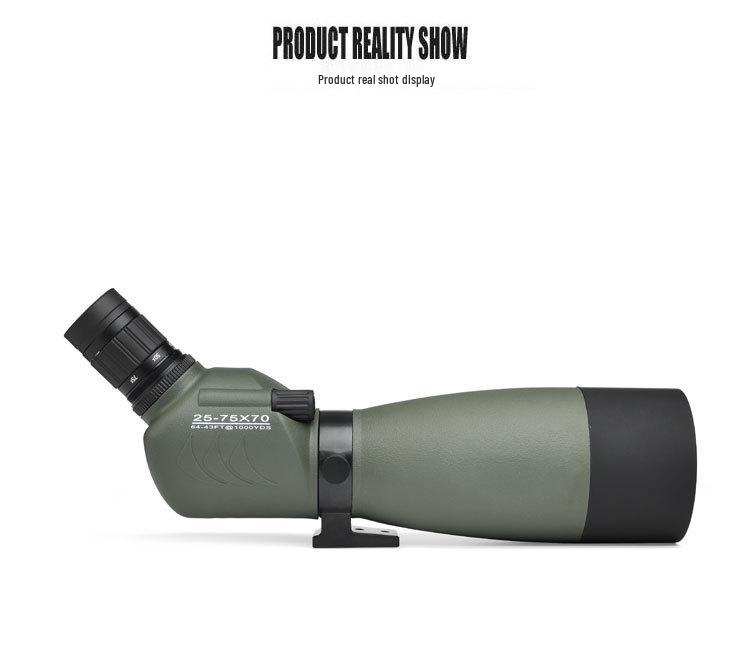 25-75x70 HD Waterproof Birdwatching Telescope with Low-Light Night Vision for Adults - Ideal for Outdoor and Target Shooting