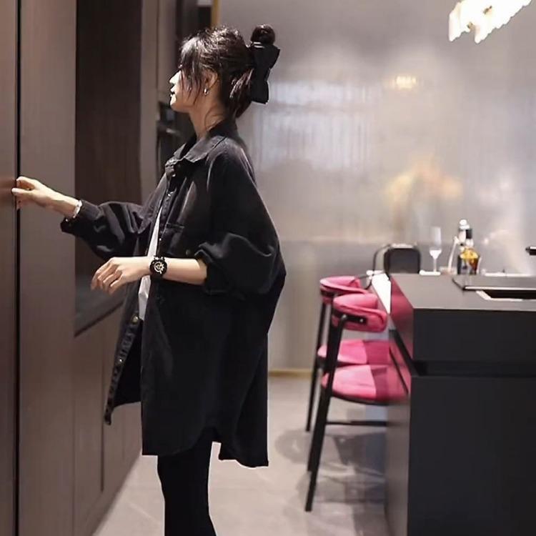 Casual Loose Fit Denim Shirt for Women In Lazy Style Autumn Outfits