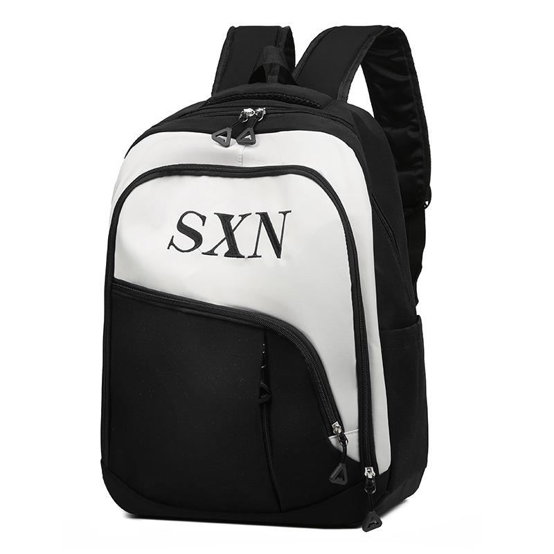 

Backpack New fashionable large-capacity campus schoolbag Simple contrasting color Junior high school student travel backpack чорний