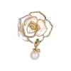 High-end Temperament Pearl Camellia Flower Pin Brooches for Women Clothes Shawl Corsage Accessory Exquisite Jewelry Mother Gift
