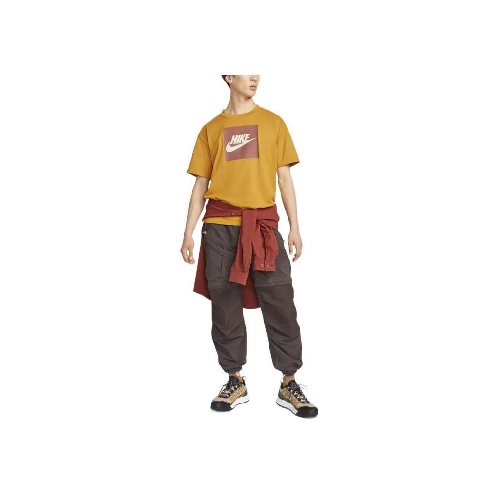 Nike Logo Print Crew Neck Short Sleeve T-Shirt Men Tops Yellow DR7756-727