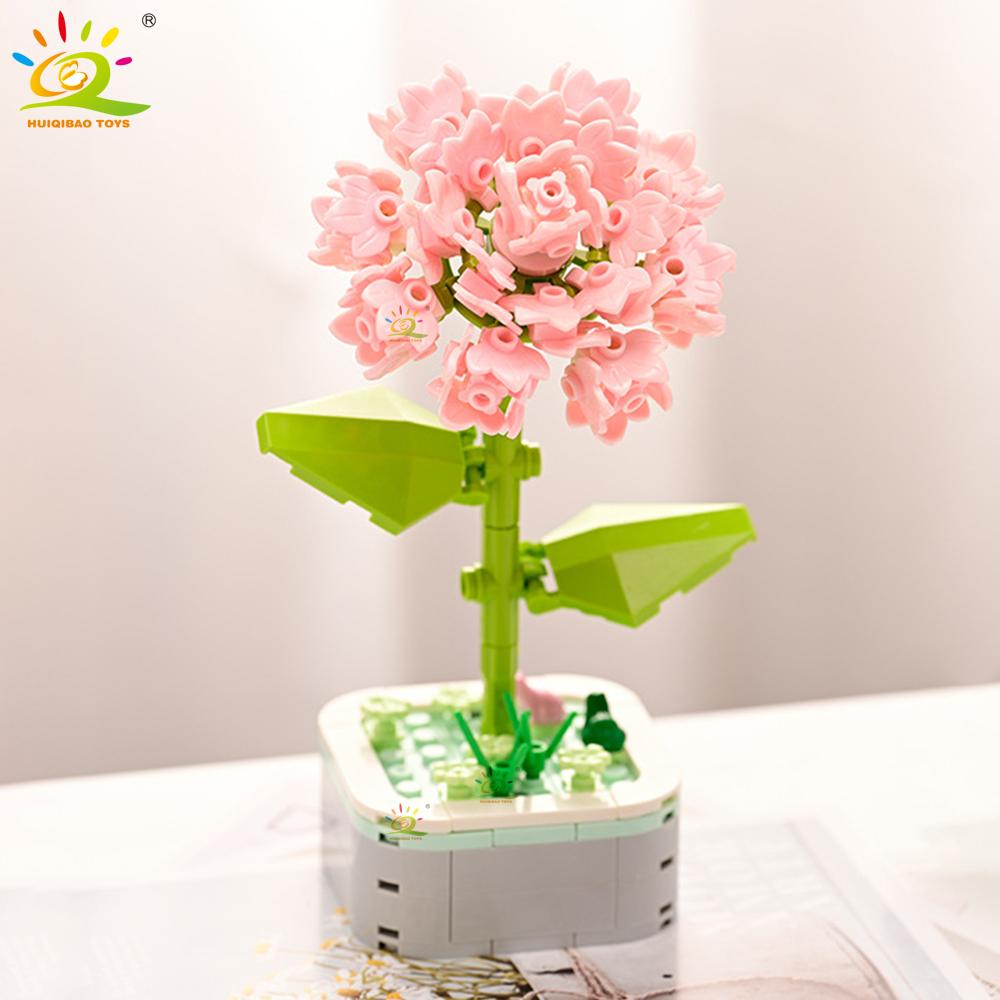 Non-Toxic Moc Insect Flower Building Blocks Flowerpot Bonsai Romantic Gift For Children Bricks Diy Potted Plants Model Kids Ornament