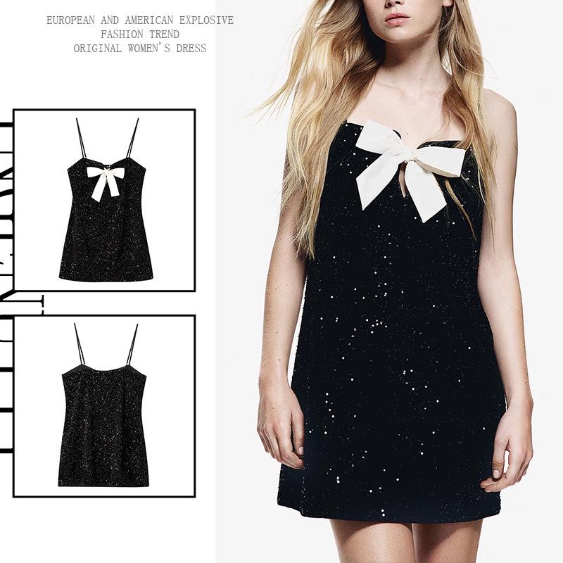 2024 Retro Sleeveless Slim Fit Bow Camisole Dress for Women – Short Skirt
