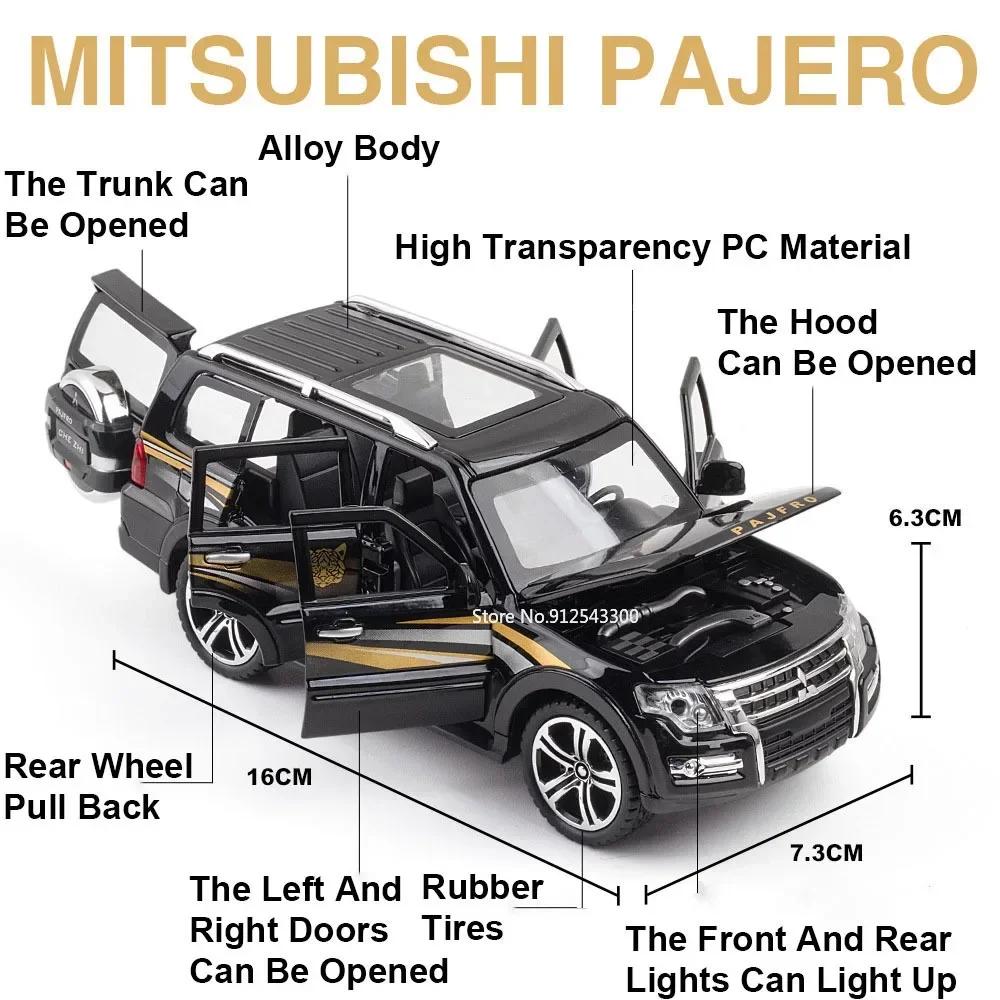 1:32 Scale MITSUBISHI EVO PAJERO Toy Car Model Alloy Diecast Rubber Tires Doors Opened Models Vehicles Gifts for Children