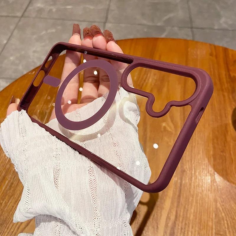 Suitable for Samsung S25Edge Mobile Phone Case A55 Transparent Matte S24ultra Magnetic Magsafe Protective Case S23