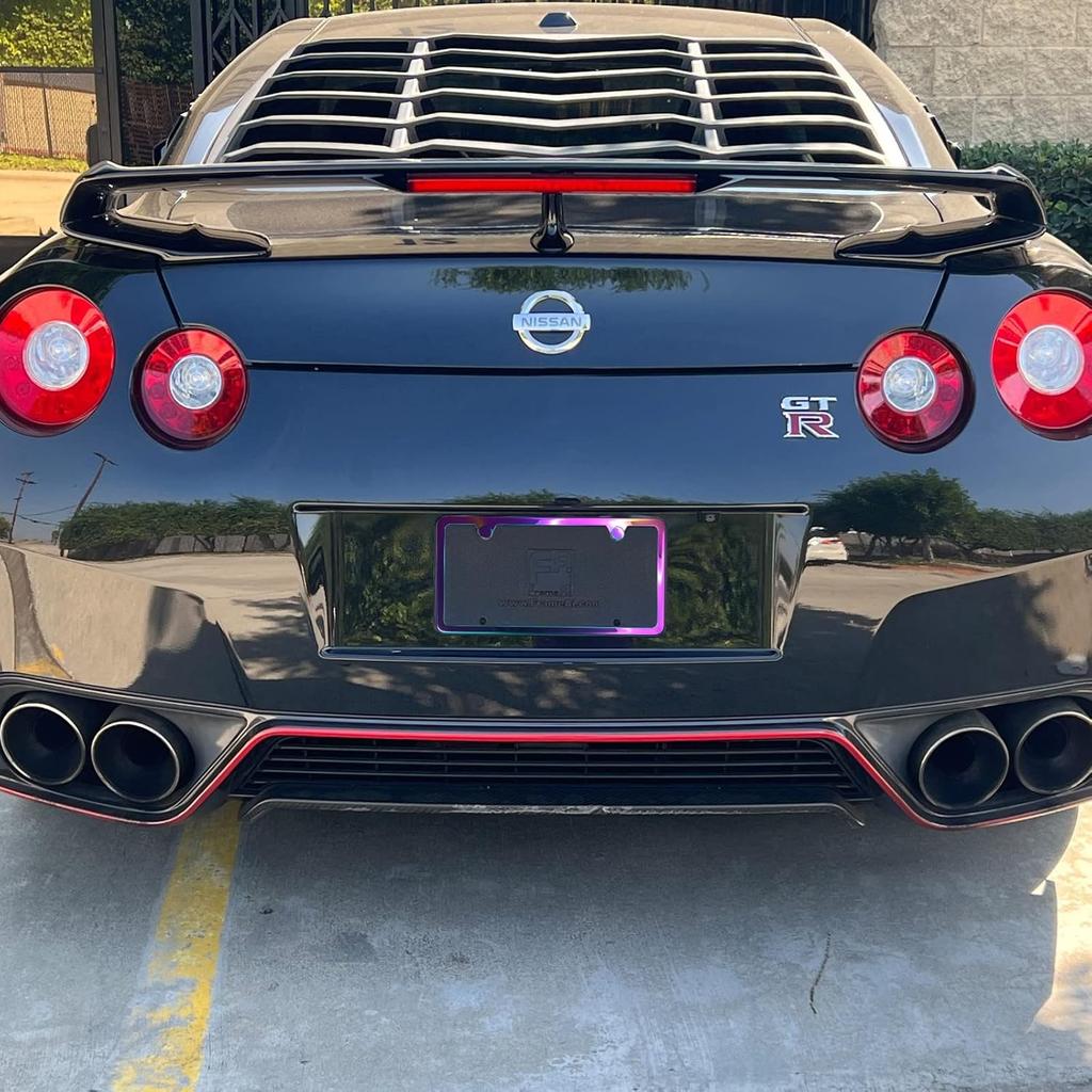 Two Holes Slim License Plate Frame Neo Chrome Aurora Electroplating Burnt Titanium Mirror Chrome Universal Fit Anti Rust Metal Screw On Cap Cover,