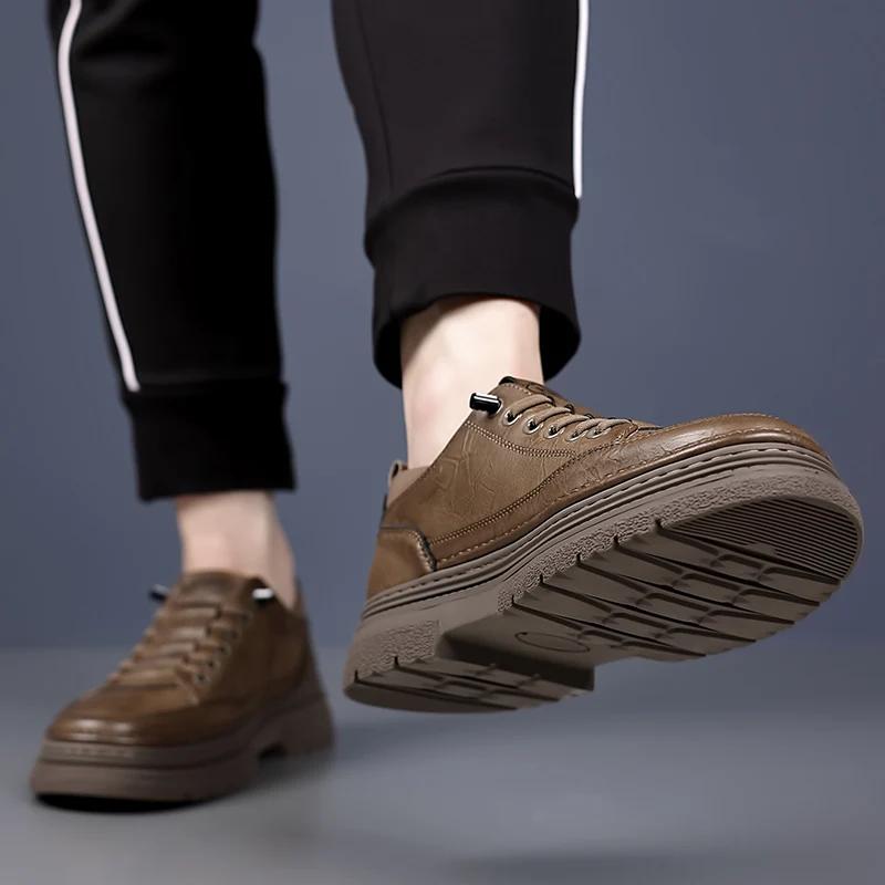 Men Casual Shoes Genuine Leather Business Office Oxford Shoes Outdoor Antiskid Wear-Resistant Running Sneakers Shoes