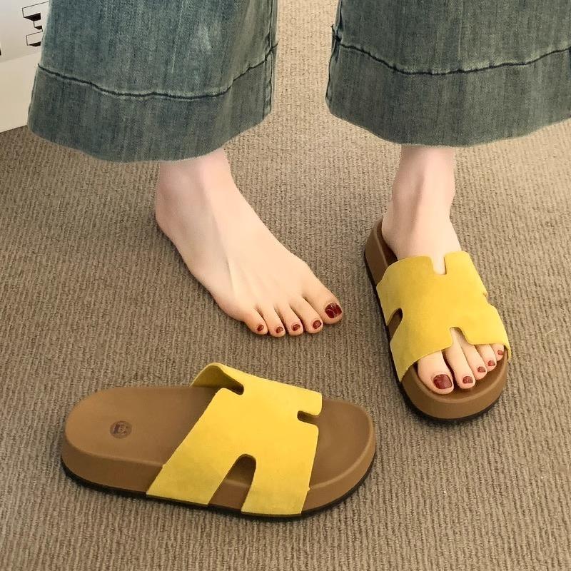 Thick-bottomed versatile beach slippers for women to wear in the summer of 2025, the new H non-slip thick-bottomed explosive casual cool slippers