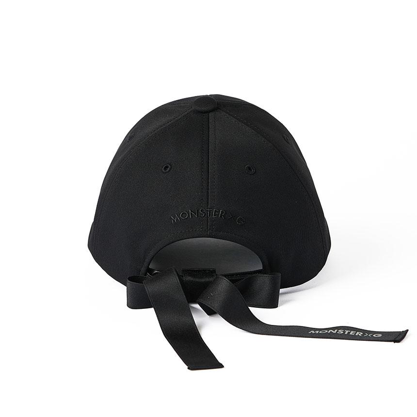 Monseuteoji Ribbon Wide Ball Cap Black Mc24Rbb-188
