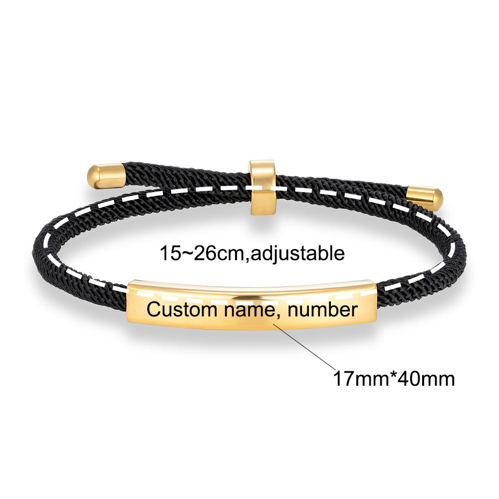 Punk SOS Custom logo Engrave Text Rope Bracelet customize Stainless Steel Bracelets For Women Men ID Bracelet