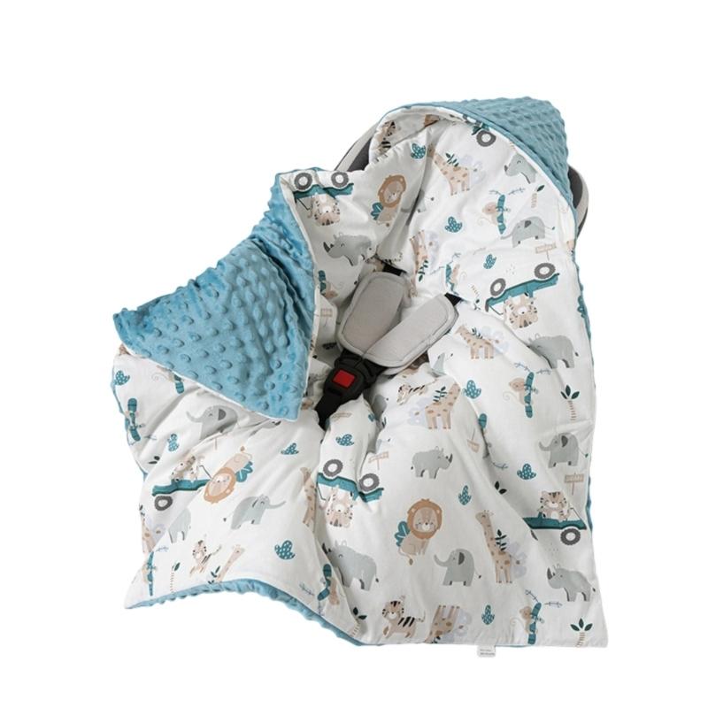 Multifunctional Hooded Infant Dot Swaddles Blanket Lightweight Cotton For Car Seat Strollers Tummy Time Play Mat