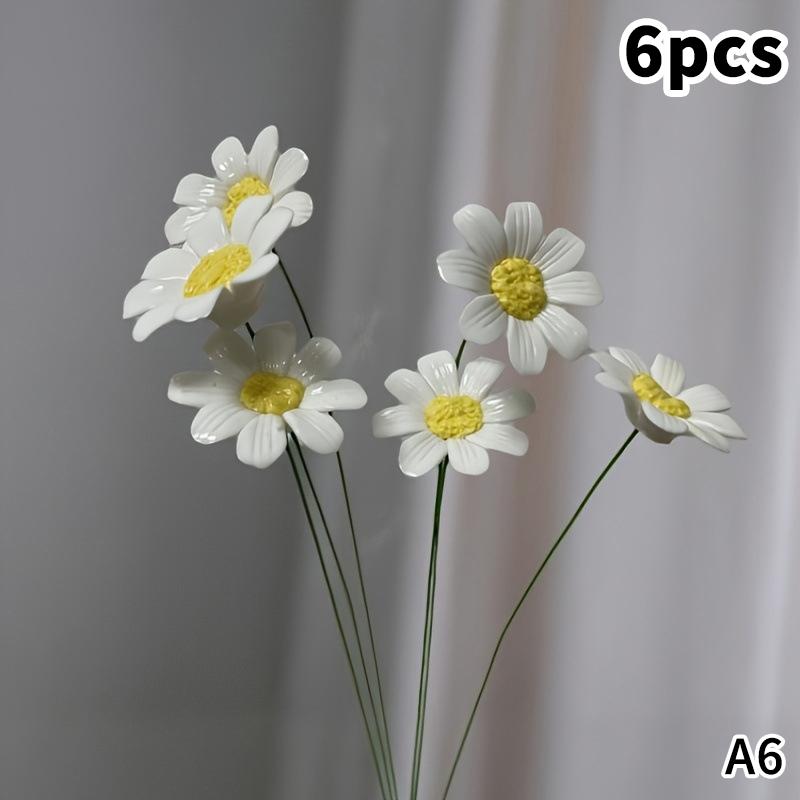 

6/8/10pcs Ceramic Daisy Flowers Handcrafted Eternal Blooms DIY Ornament Home Decoration / Outdoor Photography A6