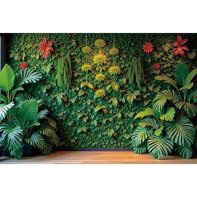 MOON.QG Tropical Leaves Backdrops Spring Garden Backgrounds Green Grass Photo Wall Customized Name Birthday Wedding Photocall