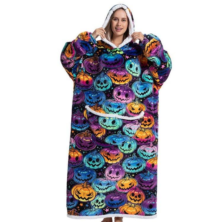 Kvinner Vinter Fleece Hettegenser Morgenkåpe Oversized Teppe med Ermer 140cm Kjempe TV Hettegensere Sweatshirts Koselig Komfortabel Varm