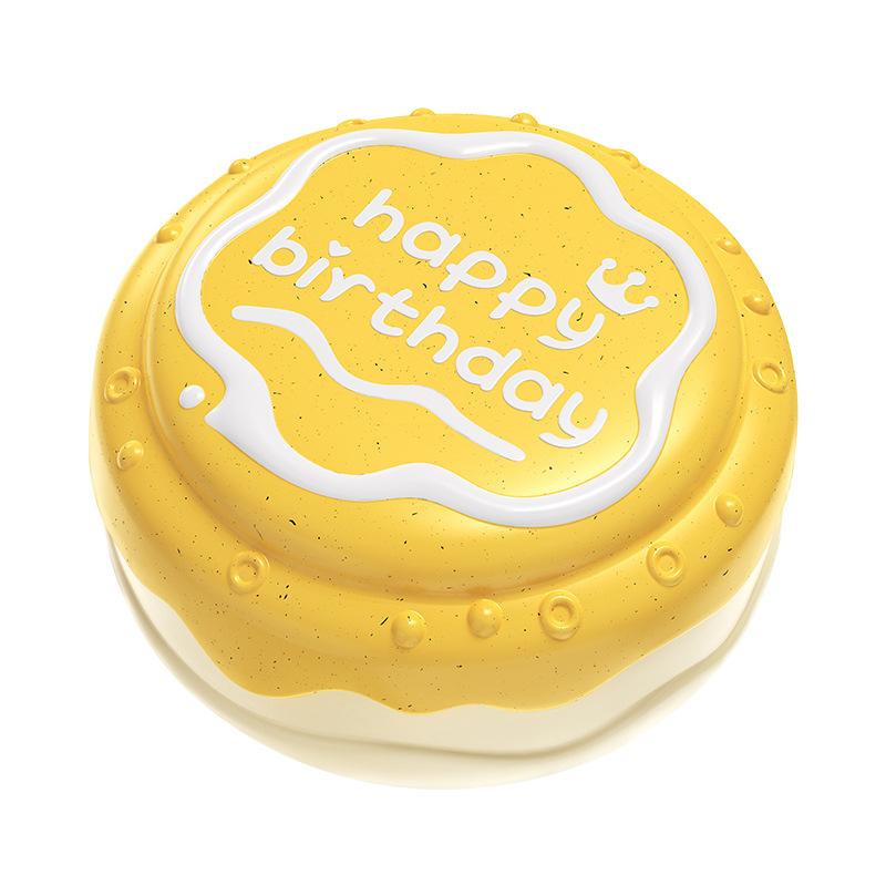 Interactive Indoor Dog Birthday Gift Ball Toy Funny Squeaky Chew Toy Cartoon Cute Birthday Cake Shape Daily Use TPR Pet Bag