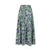 JUZUI Retro French Color-Block Floral Print A-line Midi Skirt