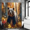 Fall Brown Bear Forest Shower Curtain, Bathroom Decorative Shower Curtain, Waterproof Shower Curtain with Hooks