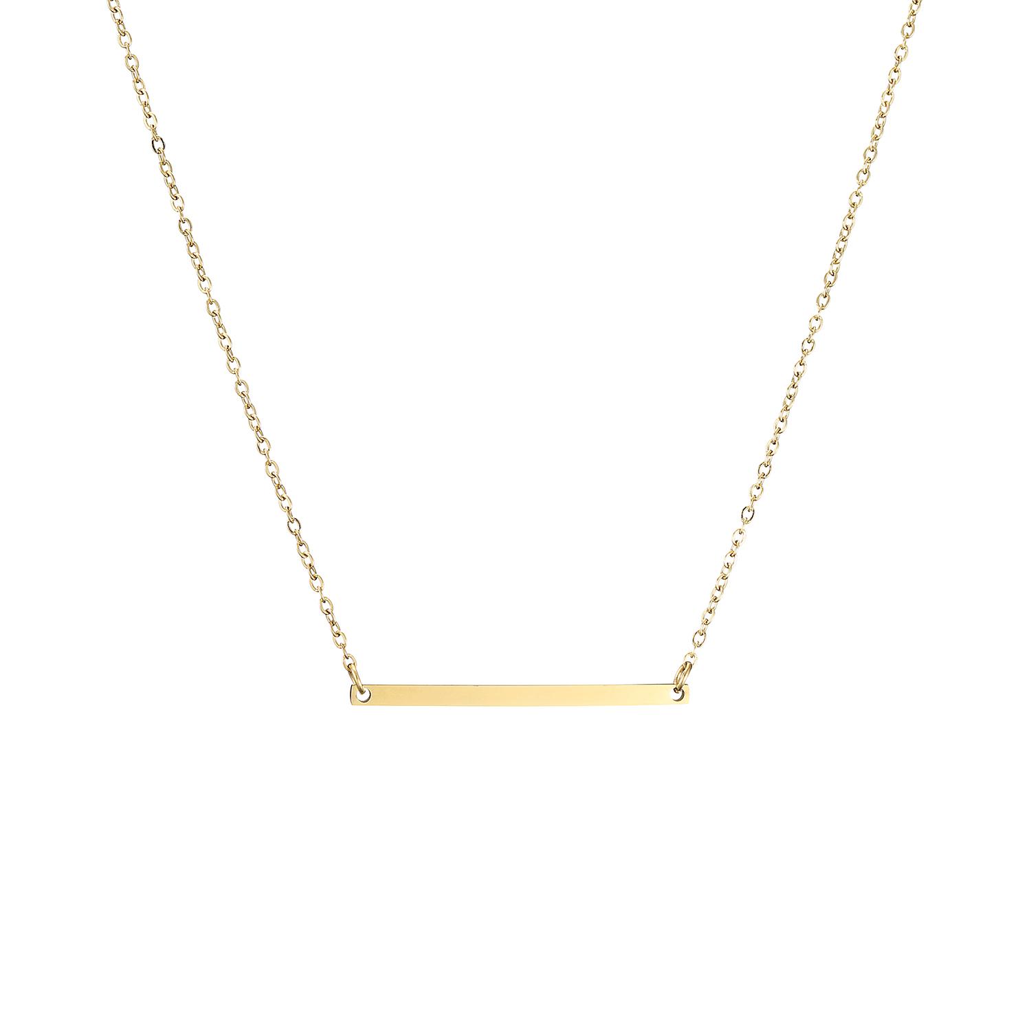 Fashion 316L Stainless Steel Rectangle Shiny Bar Pendant Necklace 42+8cm&necklace