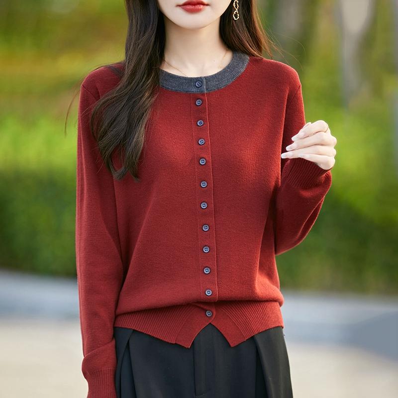 

Женский кашемировый свитер Qinghe кашемир 50% шелк 50% шерсть осенне-зимний кашемировый кардиган мягкий и теплый XL красный