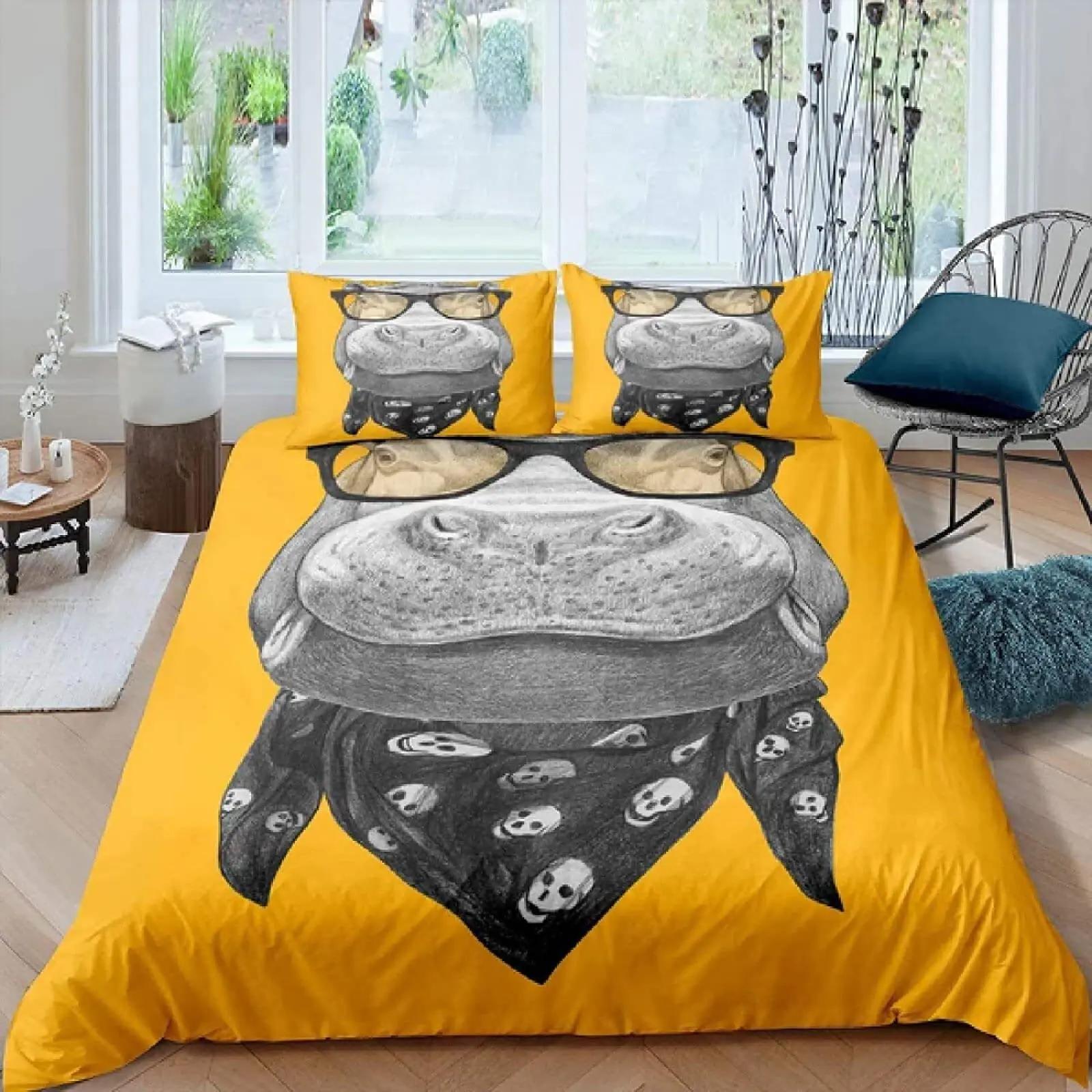 Комплект пододеяльников с изображением бегемота размера King Size — фото 6