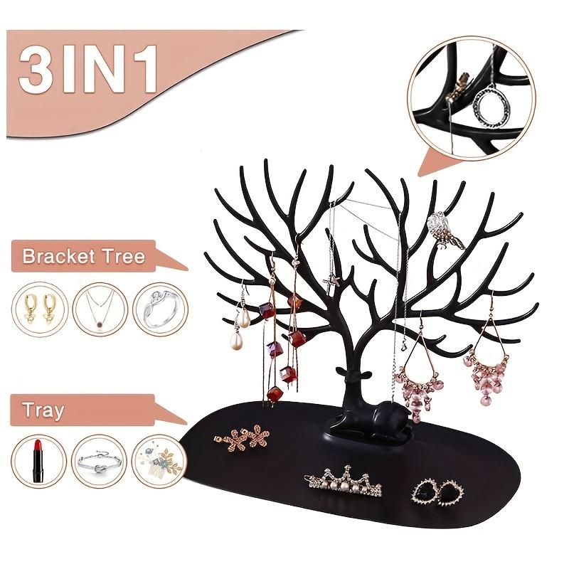 Deer Antler Tree Shaped Earring Holder Jewelry Display Earrings Necklace Cartoon Deer Organizing Desktop Ornaments Storage Rack