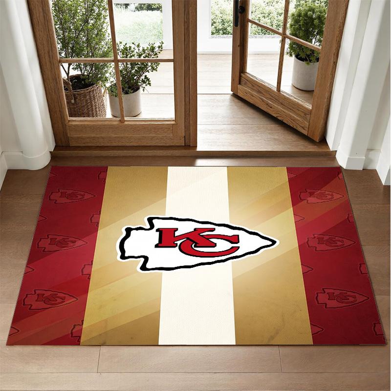 Kansas City Chiefs Design Crystal Velvet Rug Soft Decorative Mat for Bedroom Entrance