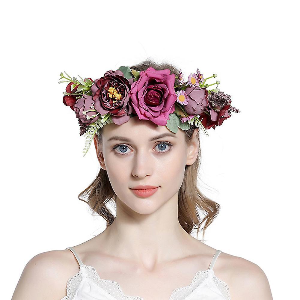 Handmade Faux Fabric Flower Garland Adjustable  Flower Garland  Hair Band