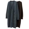 Women's Mid-Length Wool V-Neck Cardigan - Korean Style, 2026 Spring/Winter Collection