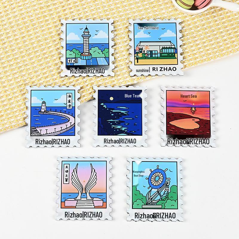 Rizhao Cartoon Acrylic Magnetic Refrigerator Sticker - Chinese Cultural Souvenir