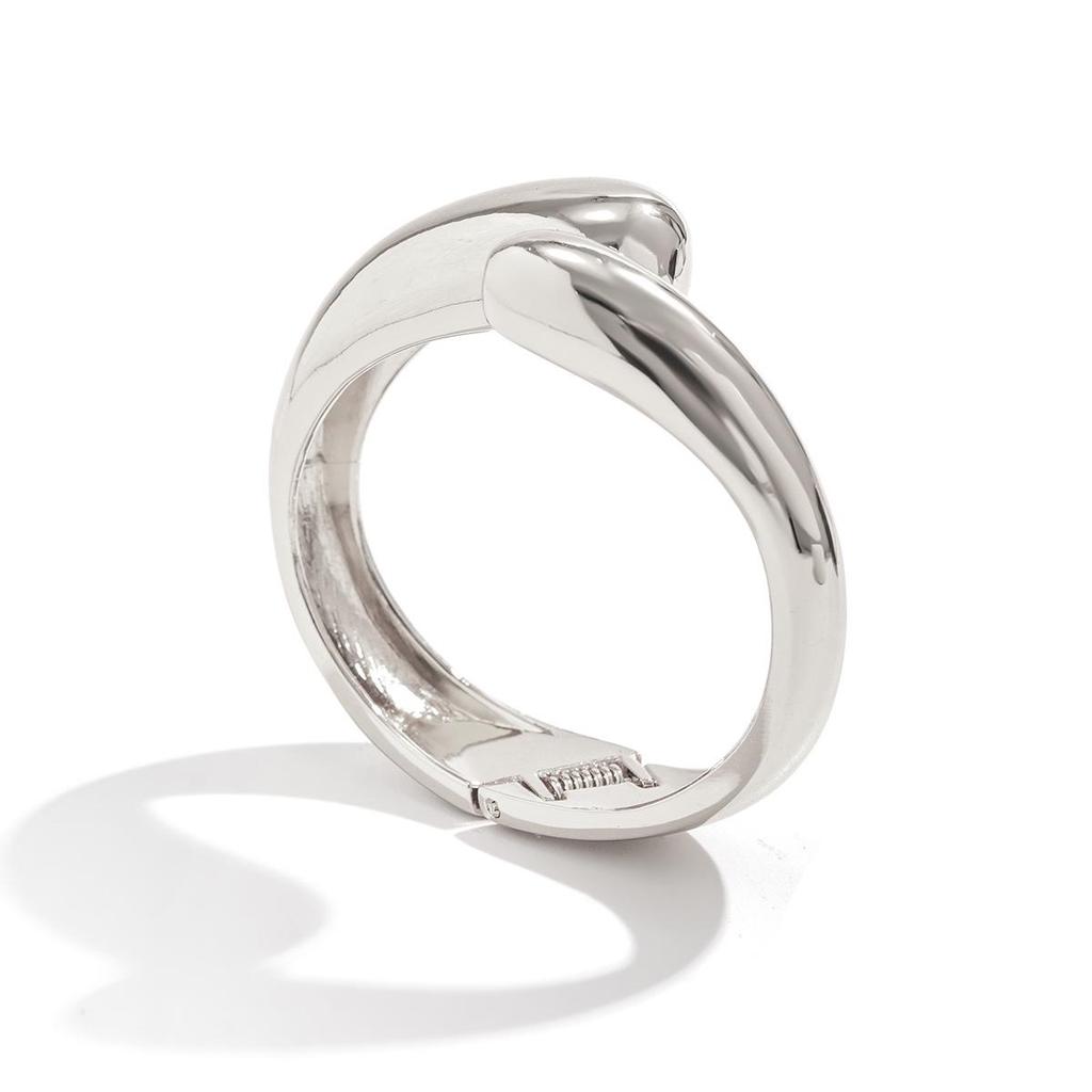 European & American Cross-border Hip-hop Oval Polished Wavy Alloy Bracelet