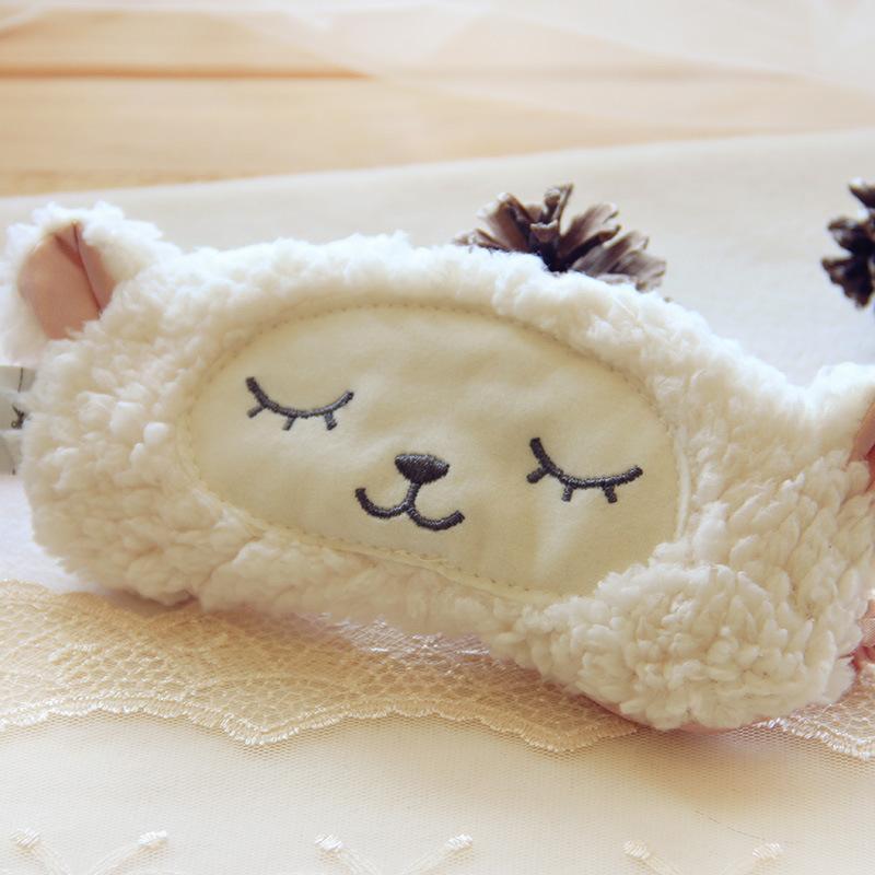 Animal Series Soft Owl Little Fox Cute Blackout Eye Mask Lamb Fleece Lamb белый