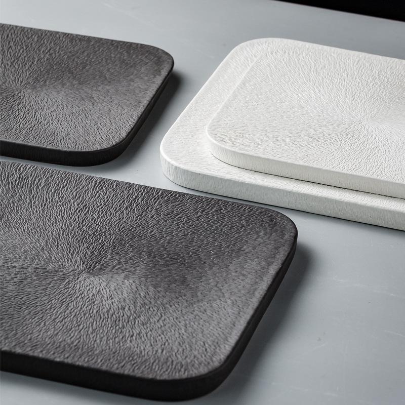 Light Luxury Square Thick Edge Flat Plate, High-End Restaurant Steak Plate, Hotel Ceramic Plate, Wedding Dining Plate