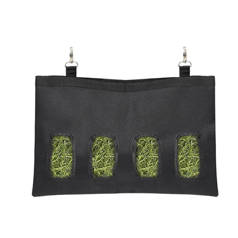 Bunny Hay Bag Hanging Bag Feeder Stand Black Durable Feed Dispenser Container for Rabbits Bunnies Small Animals