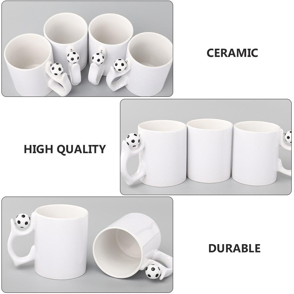 2Pcs Soccer Mugs Ceramic Coffee Cups White Milk Drink Containers Creative Multifunctional Beverage Storage Cup Gifts for Couples