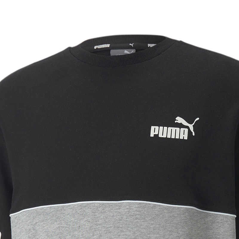 PUMA Colorblock Logo Print Crew Neck Sweatshirt Men Tops 673498-04