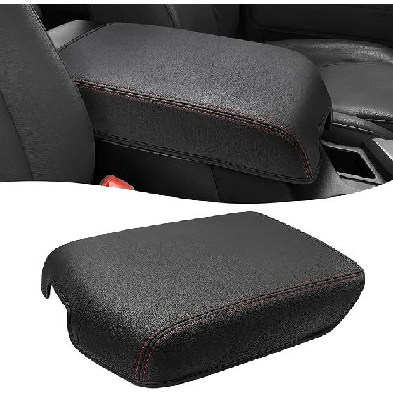 Center Console Cover For Toyota Tundra Accessories 2007-2013 & Toyota Sequoia 2008-, Vinyl Leather Car Armrest Protector, Anti-Scratch, Black