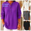 T-shirt Casual tinta unita Henry da Donna Moda Scollo O Manica Lunga Pullover con Bottoni Maglietta Femme Abbigliamento Donna per le Feste Autunno