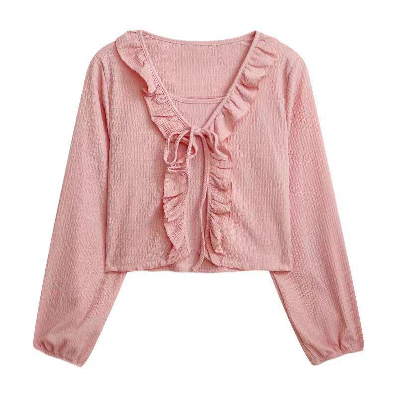 Women's French Ruffle Trim Shawl Cardigan & Camisole Set - Summer Sun Protection