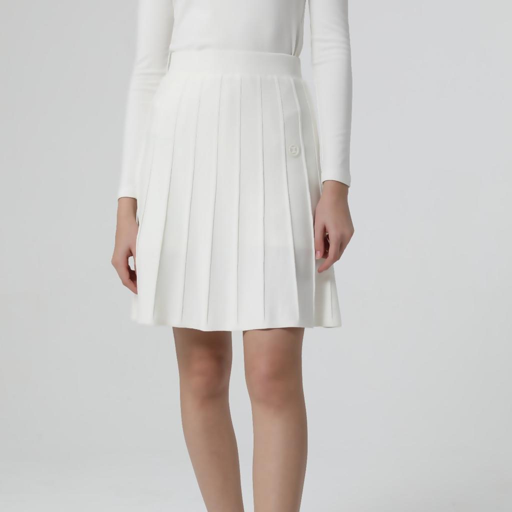 I Parka Knit Pleated Skirt (White)